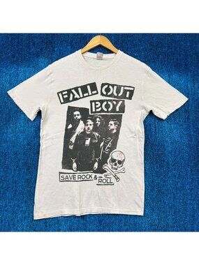 Fall Out Boy Save Rock & Roll Beige T-Shirt Size Small